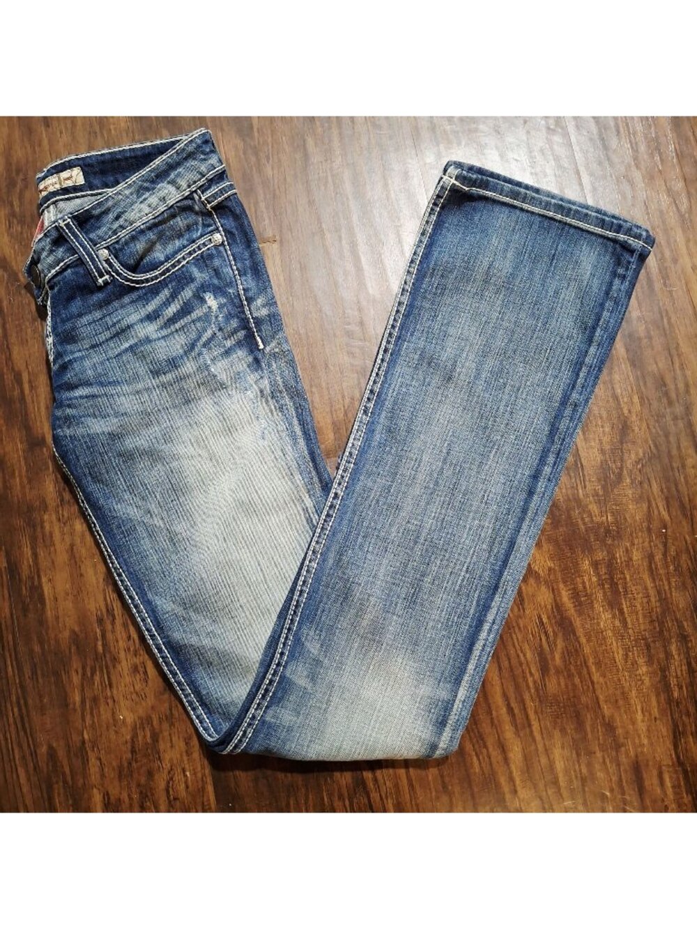 BKE Sabrina Bootcut Stretch Jeans Size 26 X 35.5 Distressed Denim Womens Medium